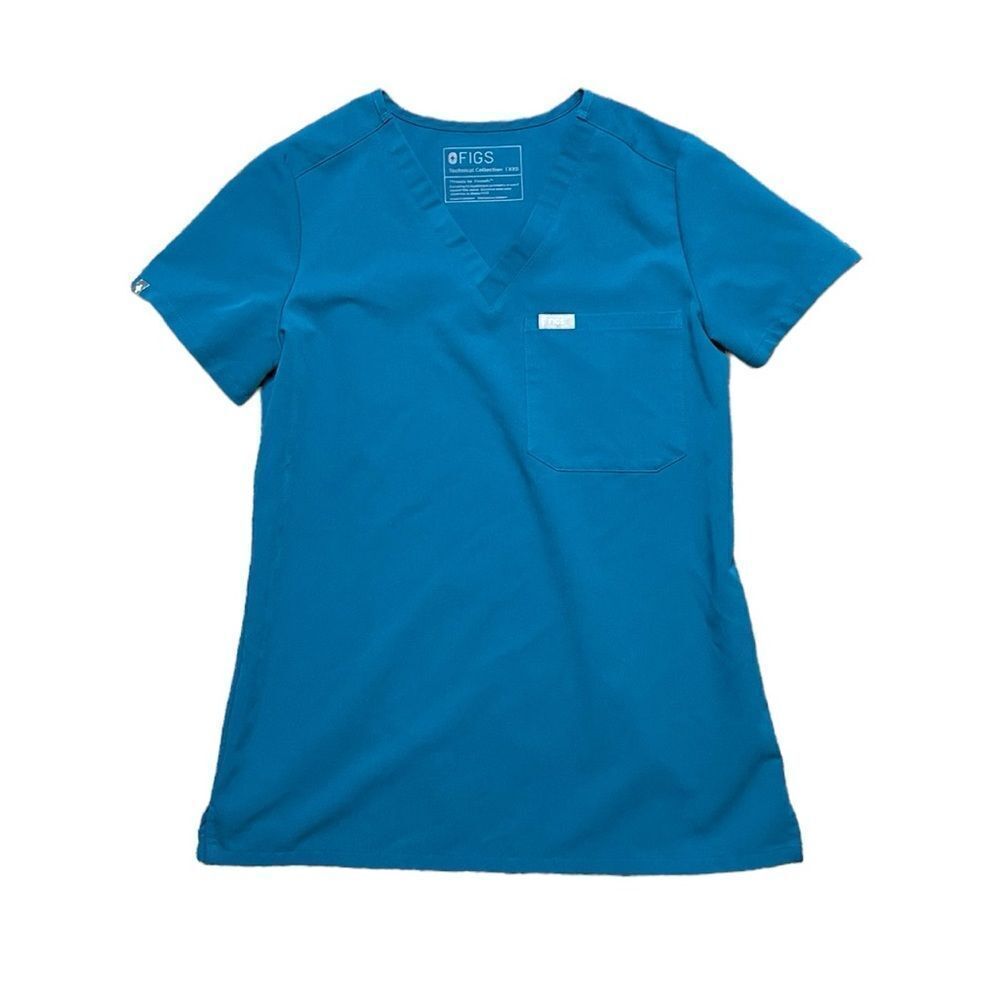 FIGS Catarina One Pocket Scrub Top Blue Teal Size XXS